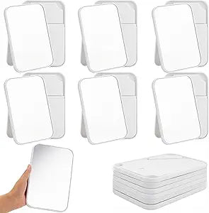 Cinnvoice 24 Pack Desktop Makeup Mirror Bulk 90 Adjustable Portable 8" Vanity Table Mirror with Stand, Folding Travel for Makeup Party Spa Party, Women, Cosmetics Personal Beauty (White)