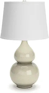 Signature Design by Ashley Saffi Transitional UL Listed Table Lamp with Fabric Shade and Double Gourd Base and 3-Way Switch, Ceramic, 29.75" High, Cream