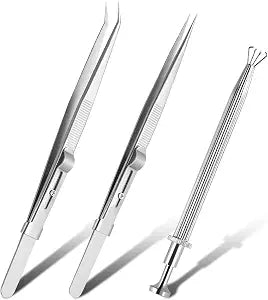 3 Pack Diamond Holder Pick Up Tool - Stainless Steel Tweezers with Diamond Claw and Stone Jewelry Grabber