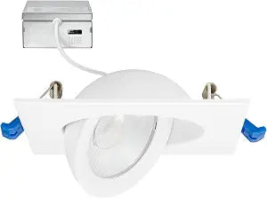 Maxxima 4" Square LED Floating Gimbal Downlight, 1000 Lumens, 5 CCT, White