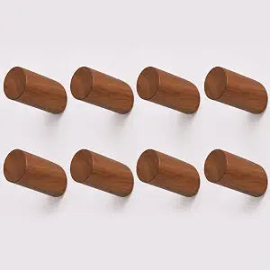 Acacia Wood Wall Hooks, 8 Pack Heavy Duty Coat Hooks Farmhouse Rustic Entryway & Bathroom Hooks for Hats, Towels, Bags, Clothes, Fits Drywall, Angled