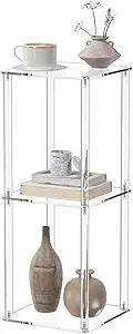 HMYHUM Acrylic Drink Table for Small Spaces, 10" Square, Clear Small Side Table/End Table for Living Room, Sofa, Easy Assembly, Modern, 26" H