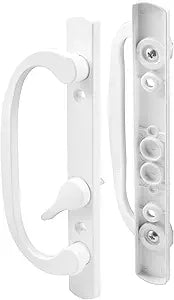 Prime-Line C 1280 Mortise Style Sliding Patio Door Handle Set - Replace Old or Damaged Door Handles Quickly and Easily White Diecast, Non-Keyed, Fits 3-15/16 In. Hole Spacing (1 Set)