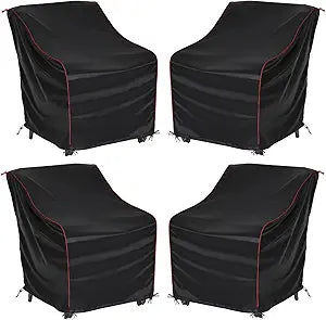 Patio Chair Cover,Outdoor Chair Cover, Waterproof, UV Resistant Outdoor Patio Rocking Chair Cover for Lawn/Garden Furniture Chairs (4 piece-Black)