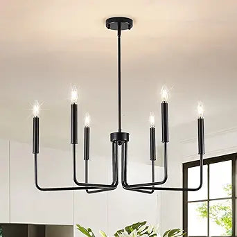 Modern LED ChandelierBlack Chandelier for Dining Room,6-Light Dining Room Light Industrial Modern Style Pendant Lamps, Bedrooms, Foyers, Corridors, Kitchens, Living RoomsEntrances