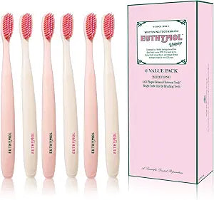 Euthymol Whitening Toothbrush | Pink 3 Count &White 3 Count (Total 6 Count)
