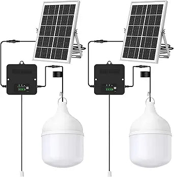 Solar Shed Light Indoor Outdoor, 2200LM Pendant Light Daytime Available with Pull String, Dusk to Dawn Solar Indoor Lights, 3 Lighting Modes, IP65 Waterproof for Barn, Gazebo, Shop, Garage