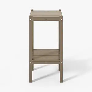 WestinTrends Malibu 36" Outdoor Adirondack HDPE 2-Tier Patio Side Table, Weathered Wood