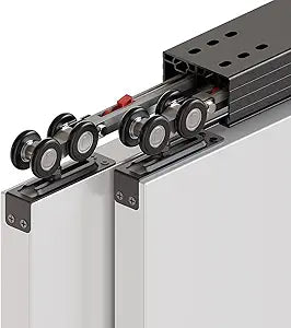 79.2"/6.6FT Bypass Sliding Closet Door Hardware Track, Heavy Duty Aluminum Closet Door Hardware Bypass Door Hardware, Soft Close Barn Door Hardware Kit (No Door)