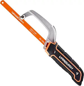 VANQUISH Hacksaw, Compact Hand Operating Hack Saw with 10 Inch Aluminum Frame, Bi-Metal HSS Blades, Suitable for Wood and Metal Mini Hacksaw 4851