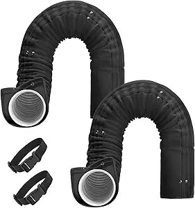 Mrrihand Portable AC Hose Insulation Sleeve for 5" & 5.9" Exhaust Hose, 3-Layer AC Hose Cover Wrap Reduces Heat Loss & Improves Cooling, Universal Fit with Buckles & Snap Closure-Balck, 2pack