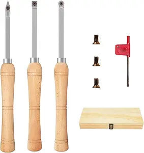 3CPS Carbide Tip Wood Lathe Turning ToolS,MINI-SIZE WOOD TURNING TOOLS FOR LATHE SET(Beech handle)
