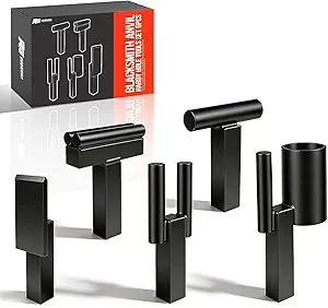 1 Inch Blacksmith Anvil Hardy Hole Tools Set 5PCS Hot Cut Tool Bottom Fuller Creasing Stake Turning Bending Scrolling Fork Welding Jig Blacksmithing Forging Kit