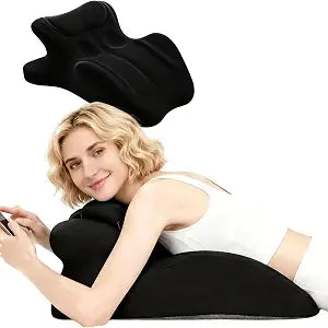 MOLERFO Ergonomic 27 Memory Foam Wedge Pillow for Back and Shoulder Support, Reduces Arm Pressure, Comfortable Support Cushion for Lounging, Reading, Watching TV, and Relaxation (Black)