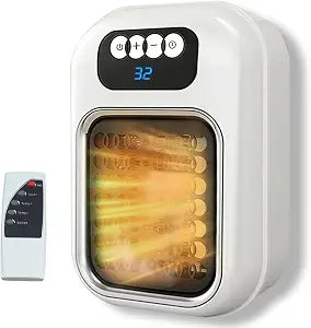 Portable Ceramic Space Heater for Indoor Use - Plug-in Wall Heater with Timer Auto Shut Off, Quiet Operation - Ideal for Bathroom, Bedroom, Camping