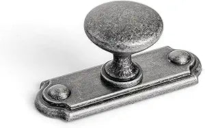 Goo-Ki Antique Iron Cabinet Knobs with Back/Base Plate Zinc Alloy Kitchen Hardware - 6 Pack Weathered Nickel Drawer Knobs Single Screw/Hole Bar Cabinet Pulls with Sacer