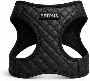 Step in Dog Cat Harness Lightweight Breathable Mesh Soft Padded Pet Vest Vegan Leather Choke Free Escape Proof for Small Medium Dogs (Black, Small)