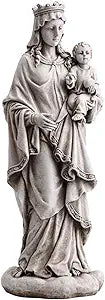 Avalon Gallery Outdoor Sculpture - Marian Garden Collection Mary Queen of Heaven Statue, 18.5" Tall, Stone Resin