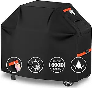59Inch Heavy Duty Grill Cover for Outdoor Grill Thick Waterproof UV & Fade Resistant BBQ Cover with Adjustable Straps, Suitable for Weber,Black Stone, Charbroil etc, Black Grill Protector