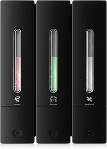Shampoo and Conditioner Dispenser - Wall-Mounted 3-Chamber Shower Soap Dispenser, No-Drill, 1200ML Capacity, for Bathroom & Hotel