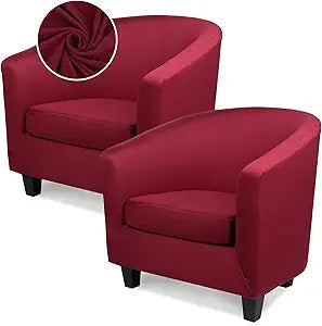 Tub Chair Slipcovers, 2 Piece Stretch Barrel Club Chair Covers Slipcover with Cushion Cover, Round Soft Armchair Sofa Cover Couch Furniture Protector for Bar Living Room Bedroom Hotel Counter