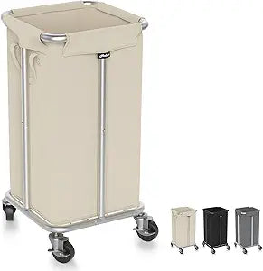 Hodonas Laundry Basket with Wheels, 115L Rolling Laundry Hamper Large Dirty Clothes Hamper Cart with Steel Frame and Removable Bag, Bedroom Bathroom Dorm Room Laundry Room Organization Hampers, Beige