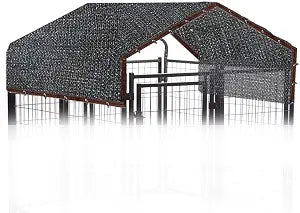 Weather Guard Extra Large All Season Dog Run Cover (10x10FT) Dog Kennel Cover Tarp Mesh Shade Panel - Black Mesh Sunblock Shade Tarp Panel Sunblock Garden Mesh UV Resistant Net