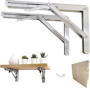 Folding Shelf Brackets 20 inch Heavy Duty,Max Load: 550 lb-Stainless Steel Collapsible Shelf Bracket,Wall Mounted Folding Table Bracket Save Space,Pack of 2