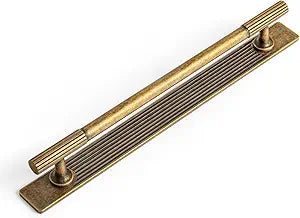 Goo-Ki Antique Brass Zinc Alloy Cabinet Handle with Backplate - 7.56''(192mm) Hole Center Cabinet Pull Hardware for Bedroom, Kitchen, 2 Pack9596-G