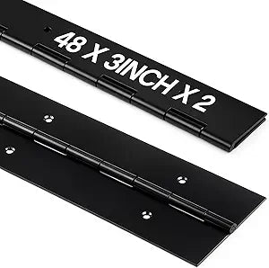 Zonon 2 Pack Heavy Duty Piano Hinge 48'' x 3 ''Width 0.060'' Thick 201 Stainless Steel Continuous Piano Hinge for Cabinet, Door, Toolbox, Wooden Box, Metal Plate, Furniture, Industrial Project