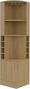 Tuhome Kava Being Corner Bar Cabinet, Glass Rack, Double Door Cabinet, Eight Built-in Wine Racks