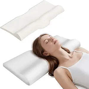 SMDR Ultra Slim Ergonomic Memory Foam Cervical Pillow Low Profile Orthopedic Neck Support Pillow for Stomach, Side & Back Sleepers, 2"0.8" Thin Design, Washable Cover