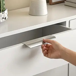 Goldenwarm 25 Pack Brushed Nickel Cabinet Pulls 5 Inch Finger Pulls for Cabinets Edge Pulls Silver Kitchen Hardware for Dresser Drawers,Aluminum Alloy