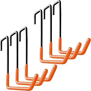 HUPBIPY Rafter Hanger Large S Garage Hooks Bike Storage System Holder Organizer, with Non Slip Coating, for Organizing Hanging Basket, Ladders,Bicycle Wheel,Ropes and Bulk Items (6Pack, Orange)