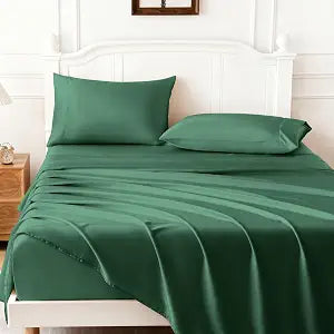 King Size Satin Sheet Sets, 4 Piece Silk Like Bed Sheets Set