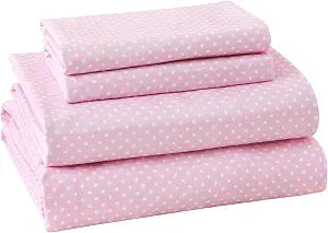 MCO 4Pieces Polka Dot Sheets Set, Breathable Full Sheet Set with 16" Deep Pocket,Modern & Luxury, Brushed Microfiber Bedding Set(Full, Polkadot Pink)