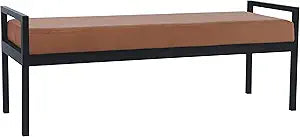 HomePop Modern Velvet Metal Bench| Modern Bench with Metal Leg | Bench for Living Room & Bedroom | Decorative Home Furniture - Cognac Velvet