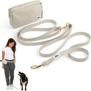 Hands Free Dog Leash with Treat Pouch - Waterproof Cross Body and Waist Leash for Dog Walking and Training with Poop Bag Holder - Cute Walking Accessories