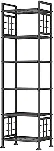 GIOTORENT 6-Wire Standing Storage Shelf for Bathroom Organizers and Storage & Laundry Room Organization, Metal Shelving Unit Pantry Rack for Kitchen & Bathroom, Black