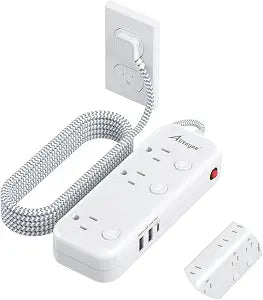 Individual Switch Power Strip Surge Protector,6 Outlets 3 USB,5Ft Cord