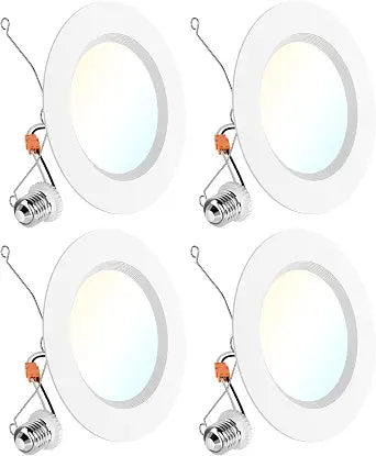 Sunco 4 Pack 6 Inch Retrofit LED Recessed Lights, 5CCT, 15W=120W, Dimmable