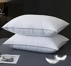 WhatsBedding Goose Down Pillows Queen Size Set of 2, Luxury Hotel Bed Pillows for Deep Sleep, Fluffy Soft Feather Down Pillow for Back, Stomach or Side Sleepers, 20" x 30"