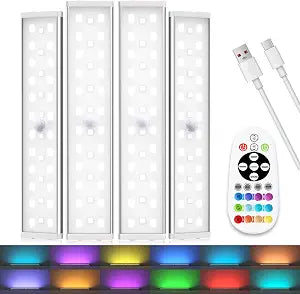 Diomart Under Cabinet Lighting Wireless, RGB LED Closet Lights, 4 Pack