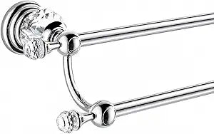 WINCASE Chrome Towel Bar, Adjustable Double Towel Holder, Silver Crystal Bathroom Towel Racks Wall Mounted