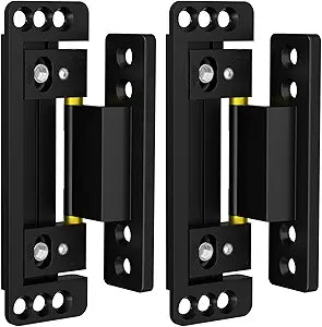 Bartuda 2 Pack Ultra-Thin Hidden Door Hinges, Heavy Duty Adjustable Invisible Concealed Hinges, Black Silent Smooth 110 Opening Hinges for Secret Doors, Hidden Rooms, Pantries & Closets
