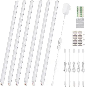 Cefrank Under Cabinet Lighting, 6-Pack 12" Linkable LED Light Bars 3000K