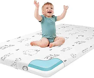 Pack and Play Mattress, 38"x26" Dual Soft & Firm Pack N Play Mattresses Pad with Removable Ultra-Soft Cover, Breathable Memory Foam Mattress for Pack n Play with Non-Slip Bottom