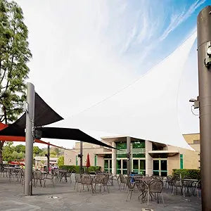 Royal Shade 18' x 18' x 18' White Triangle Sun Shade Sail Canopy Outdoor Patio Fabric Screen Awning RTAPT18 - UPF50+ 95% UV Blockage, Heavy Duty, Water & Air Permeable (We Make Custom Size)