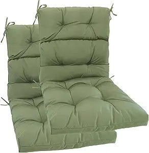 Outdoor Indoor High Back Patio Chair Cushions 22 * 22 in Tufted Outdoor with Ties, Seat Back Chair Cushion for Adirondack Rocking Patio Furniture-Grassgreen Set of 2