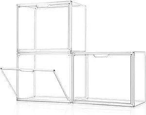 starogegc 3Pack Clear Plastic Handbag Storage Organizer for Closet, Acrylic Display Case for Handbag and Purse, Purse Organizer for Closet with Magnetic Door for Book, Toys, Hat